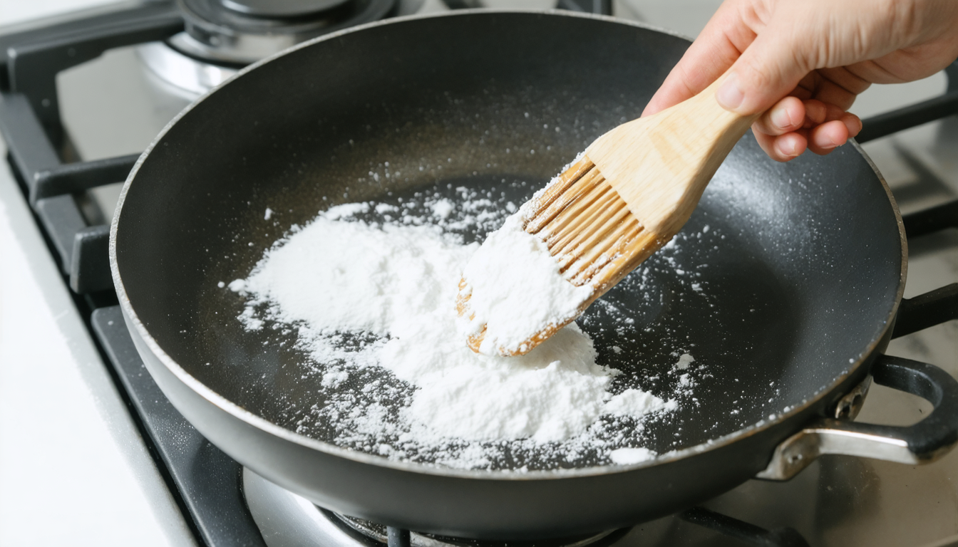 découvrez comment éliminer facilement les taches tenaces de votre poêle en utilisant l'action combinée du bicarbonate de soude et du vinaigre. astuces simples, naturelles et efficaces pour un nettoyage impeccable !