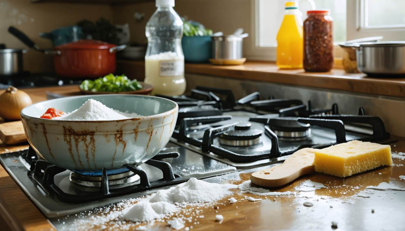 découvrez comment éliminer facilement les taches tenaces de votre poêle en utilisant les pouvoirs naturels du bicarbonate de soude et du vinaigre. astuces simples, efficaces et écologiques pour une cuisine éclatante !