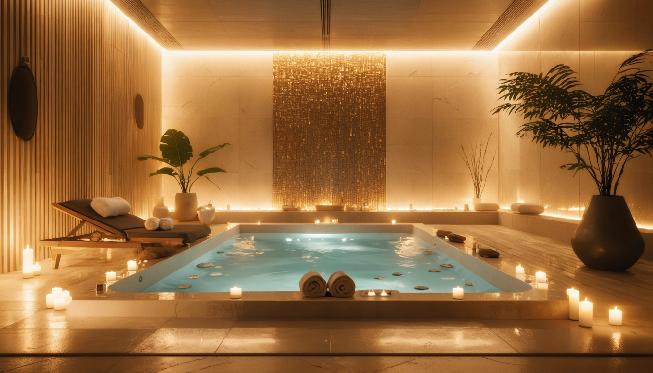 découvrez une expérience unique de détente avec un spa privatif : une immersion sensorielle totale dans l’univers du bien-être contemporain, où relaxation, intimité et modernité se conjuguent pour vous offrir un moment inoubliable.